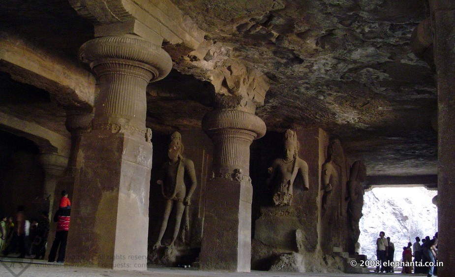 Inside Elephanta Cave 1 western side