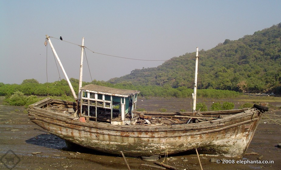 Ruined Fishing boat in Elephanta