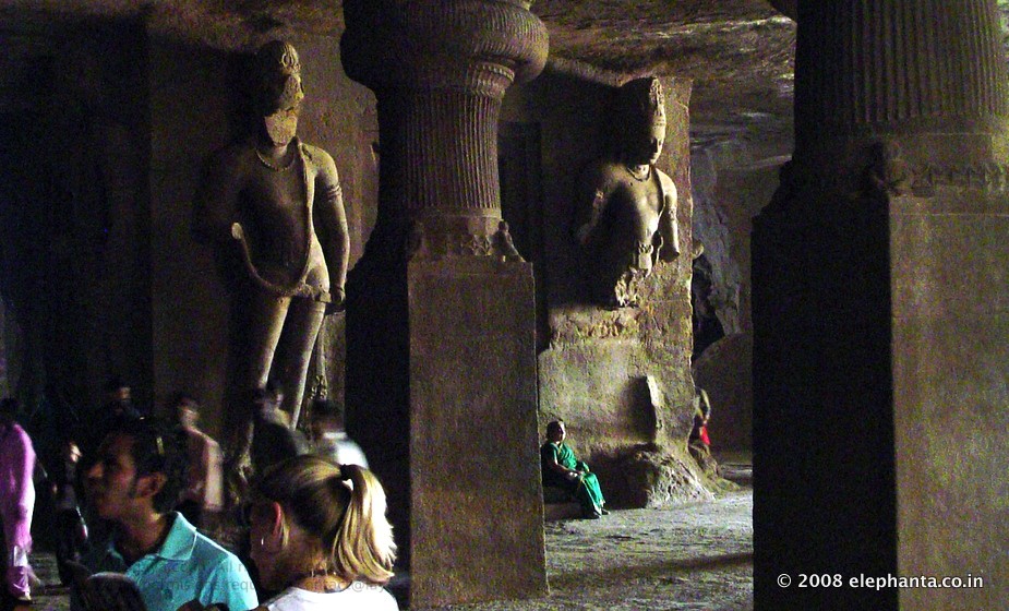 Visitors inside Elephanta Cave1