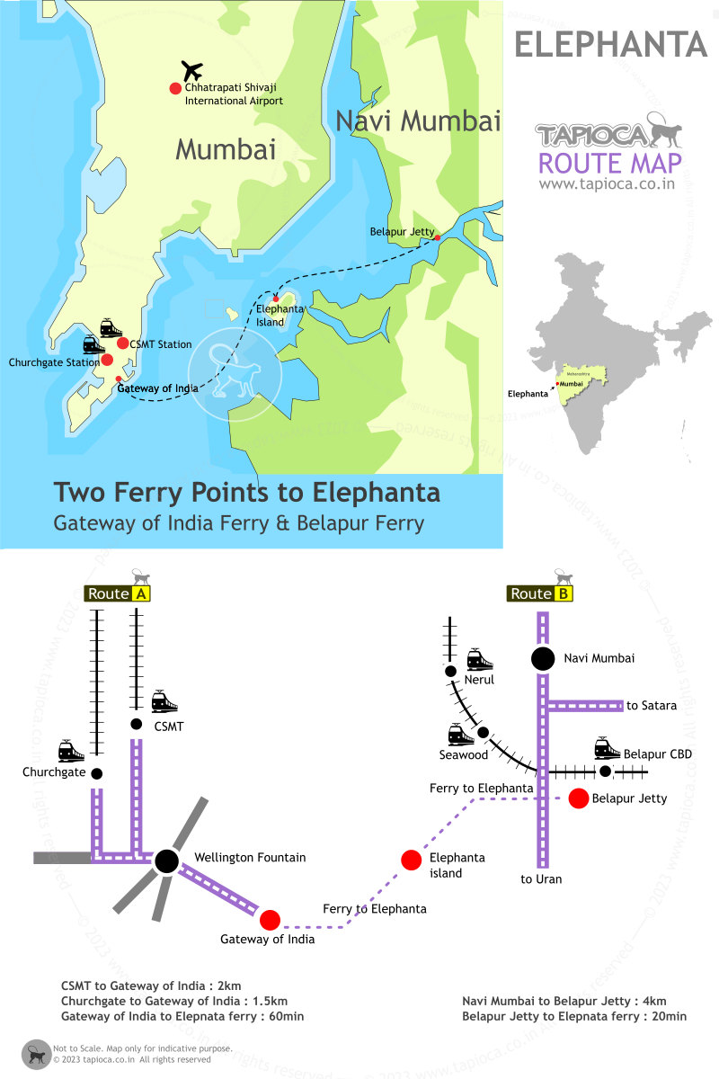 Ferry routes to Elephanta from Gateway of India & Belapur